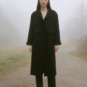 Trench Coat Black Lined Size 10P